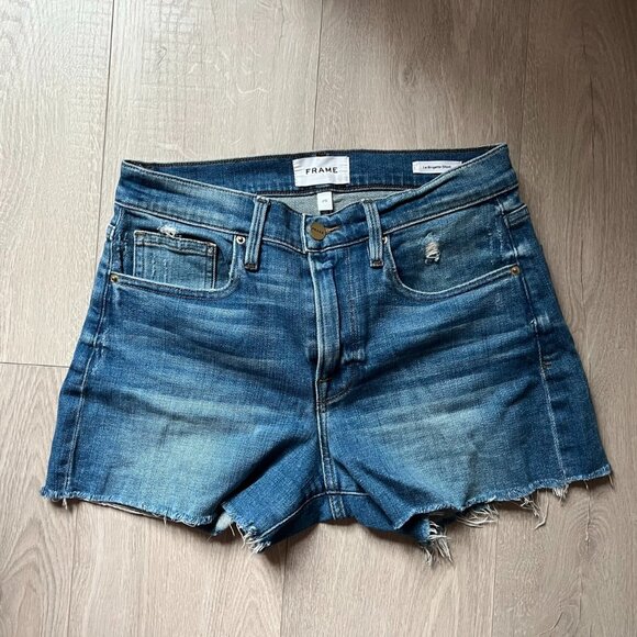 Frame Le Brigette Frayed Denim Shorts - Size 26 - Picture 1 of 3